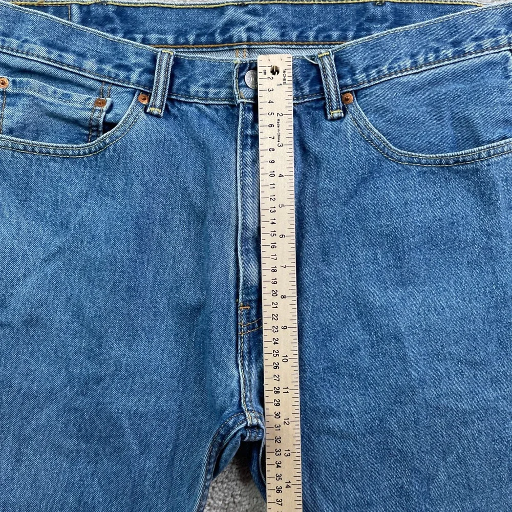 Levis 505 Jeans Mens 38x34 Blue Straight Leg Cotton Denim Classic Pants